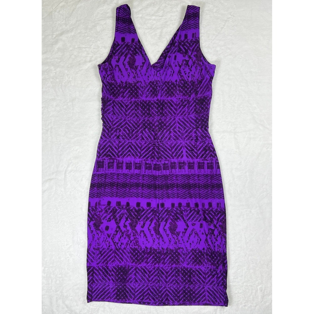 Lauren Ralph Lauren Purple Geometric Aztec Print Sleeveless V-Neck Sheath Dress - Picture 5 of 15